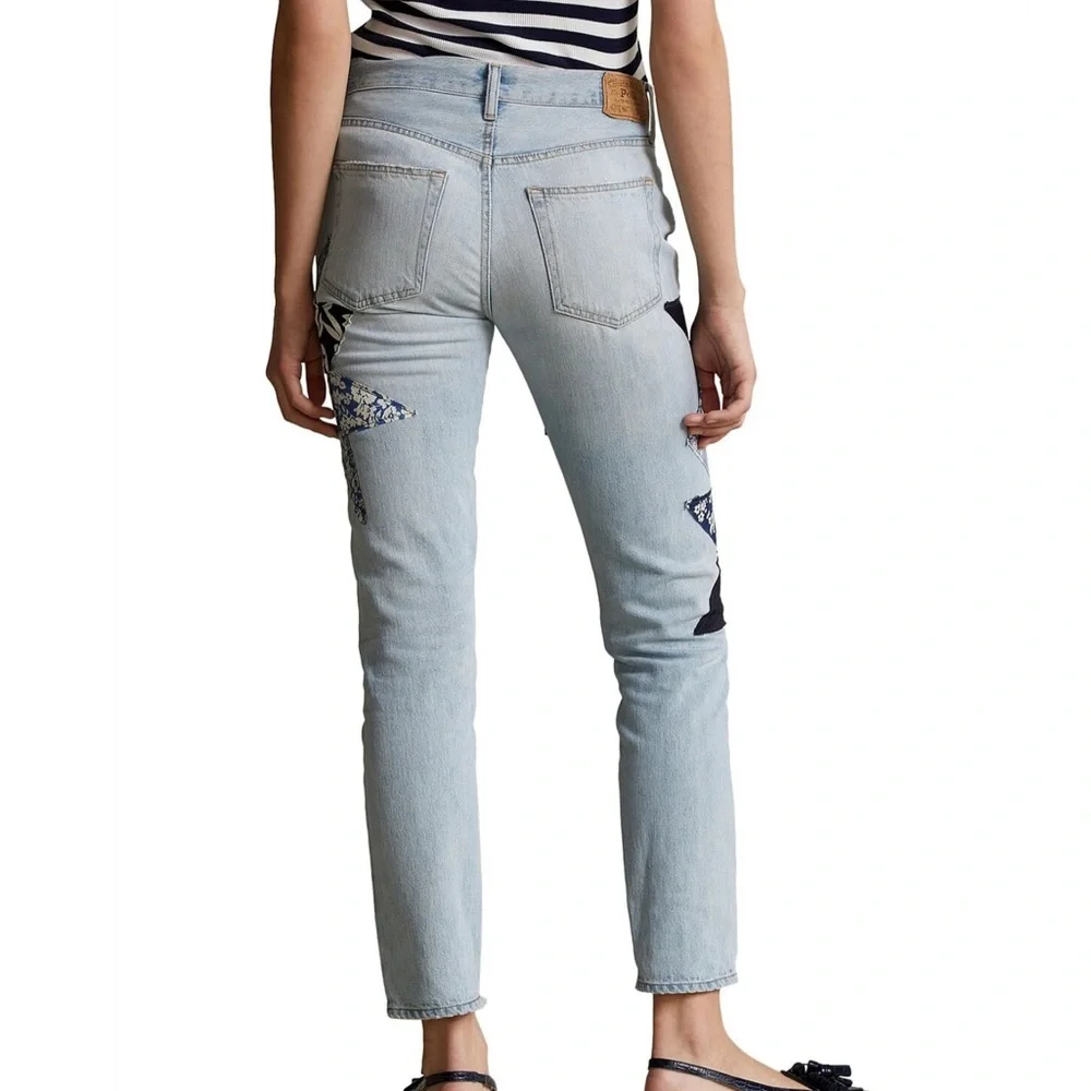 Polo Ralph Lauren BLUE Women's Quilted Patchwork Boyfriend Jeans - Picture 5 of 6